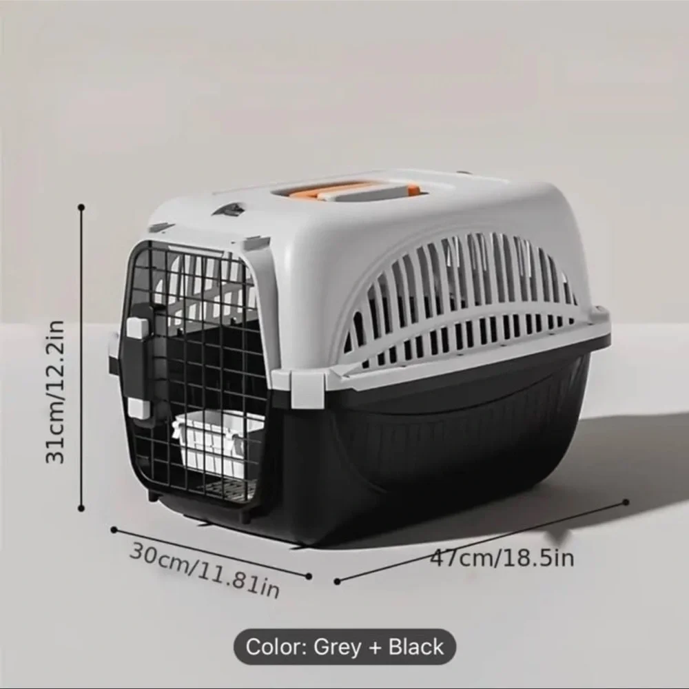 Pet Carrier with Ventilation - Grey and Black